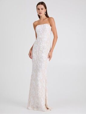 NEW HELSI Helen Sequin Strapless Mermaid
Gown In Blush Off White Size XS